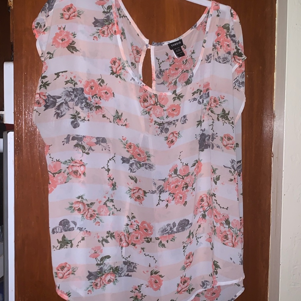 Torrid sheer floral blouse